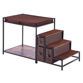 VEVOR Pet Bunk Bed with Stairs, Dog/Cat Window Perch with Storage, Multi-Level Bed Window Perch Dog Bedside Sleeper Couch