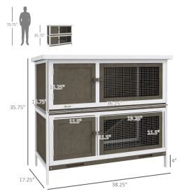 PawHut Wooden Bunny Hutch With Ramp, Indoor Outdoor, Brown (Option: Brown)